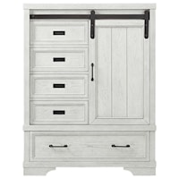 Farmhouse 5-Drawer Chifferobe Chest with Sliding Door