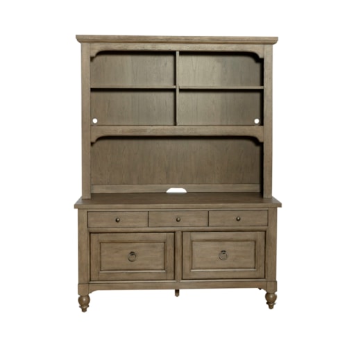 Transitional Credenza & Hutch Set with Built-in Lighting
