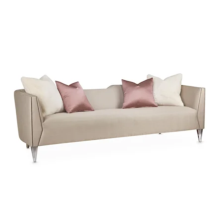 Transitional Upholstered Sofa with Four Throw Pillows