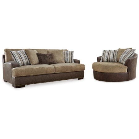 Sofa And Oversized Swivel Accent Chair