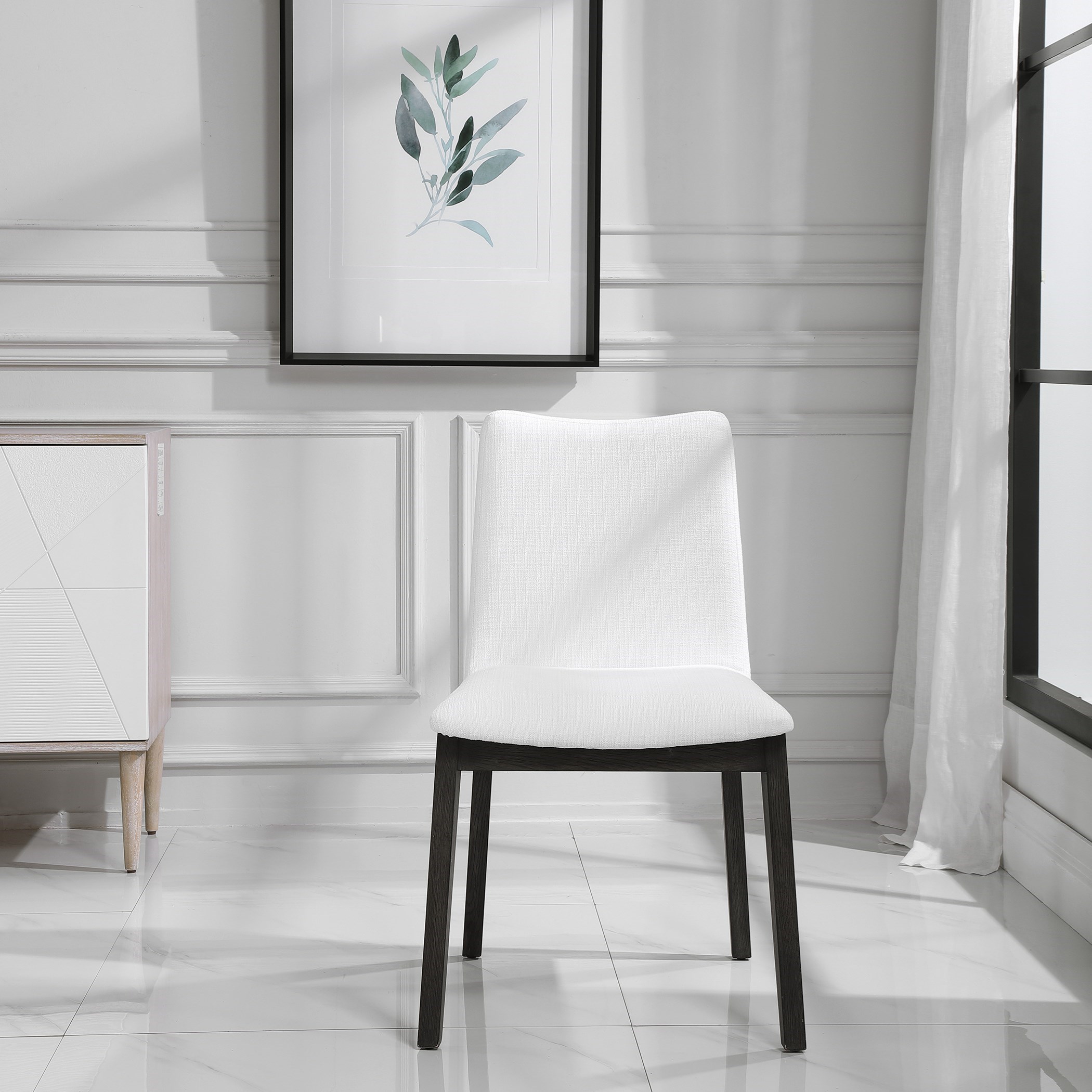 Delano White Armless Chair