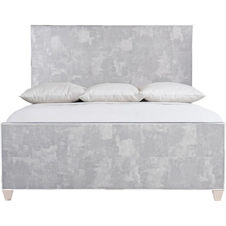 Contemporary King Gray Faux Vellum Bed
