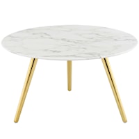 28" Round Artificial Marble Coffee Table with Tripod Base
