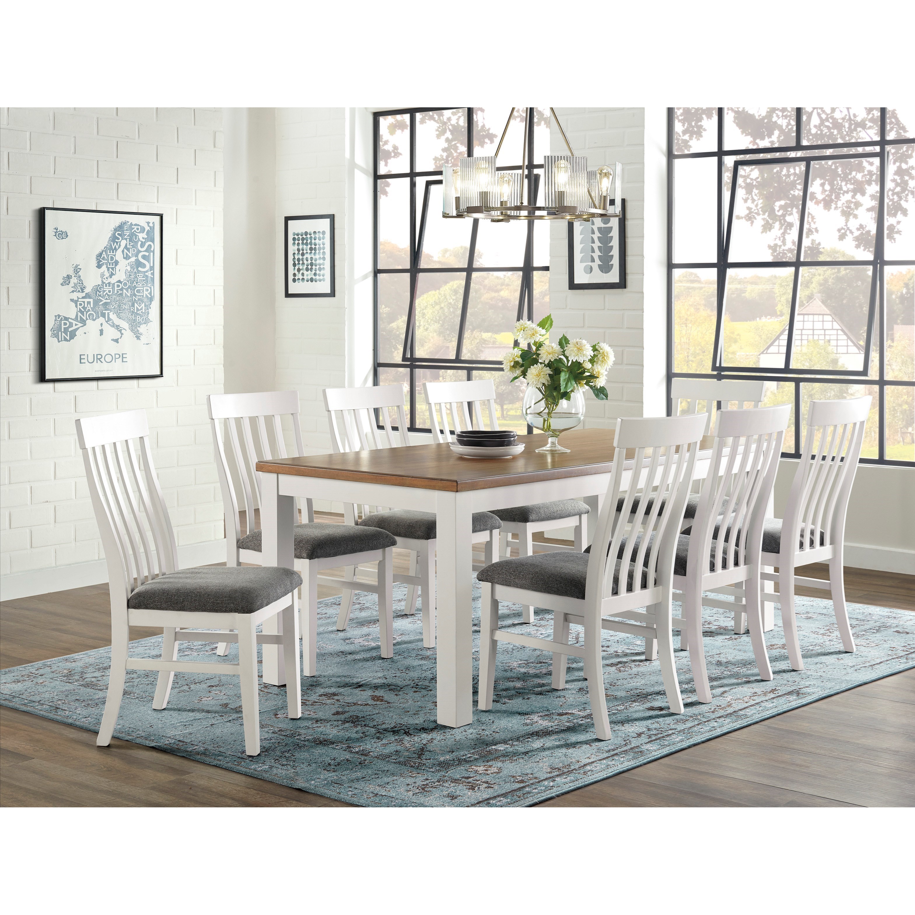 9 piece online grey dining set