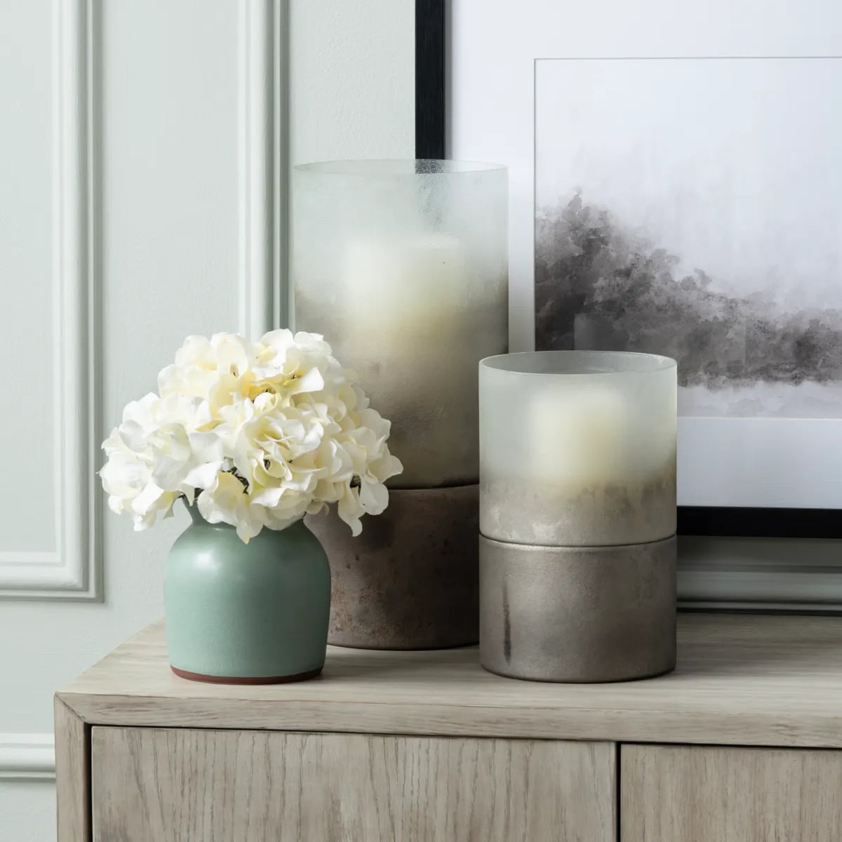 Ellery Large Metallic Smoke Hurricane Globes