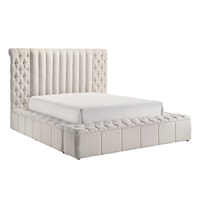 Danbury Contemporary White Upholstered Storage Bed - Queen