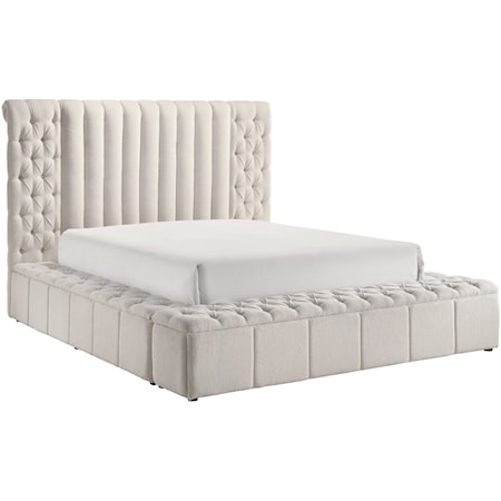 Danbury Contemporary Upholstered White Storage Bed - King