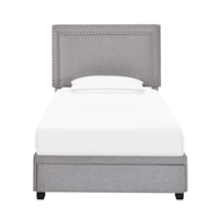 Transitional Twin Nail Trim Storage Bed in Glacier