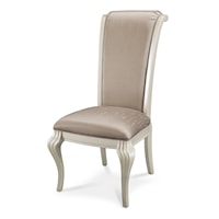 Glam Upholstered Dining Side Chair with Cabriole Legs