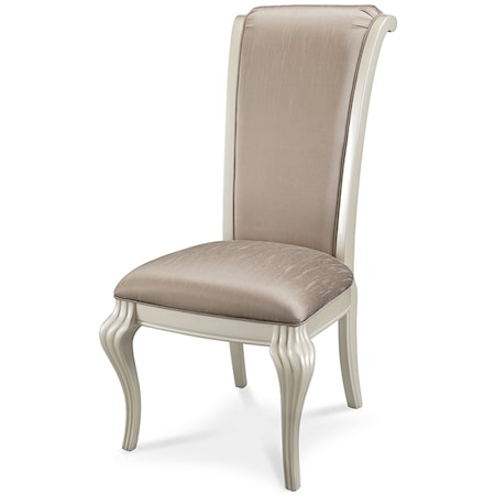 Glam Upholstered Dining Side Chair with Cabriole Legs