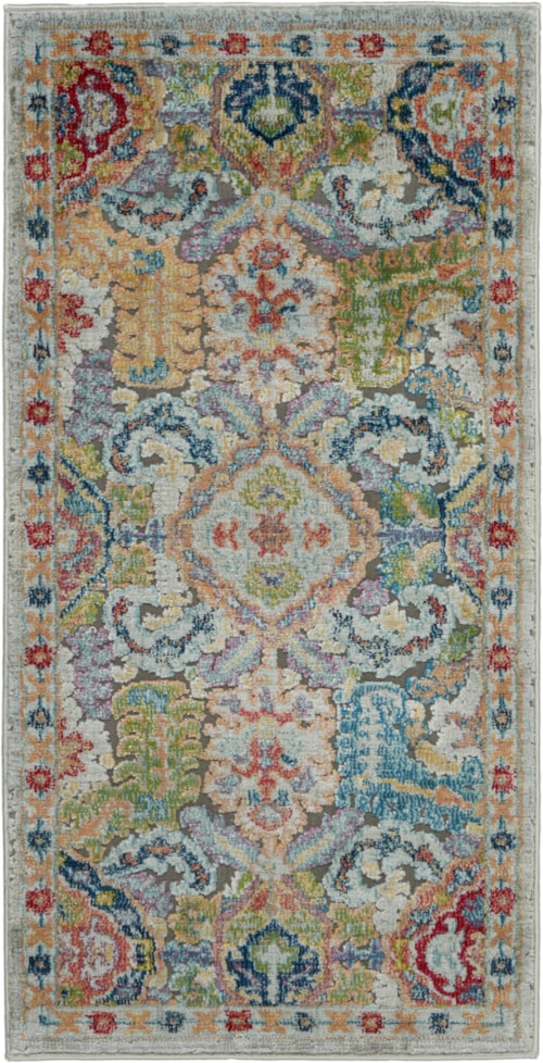 2' x 4' Grey/Multicolor Rectangle Rug