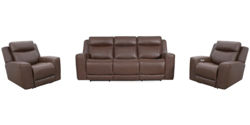 Casual Power Reclining Sofa and Dual Recliners Set with Power Headrests