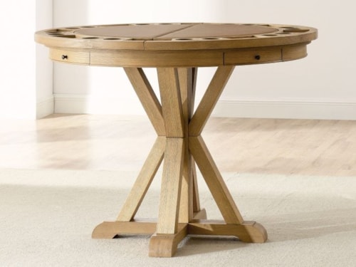 Rustic Counter Height 4-Drawer Table with Folding Game Top - Natural