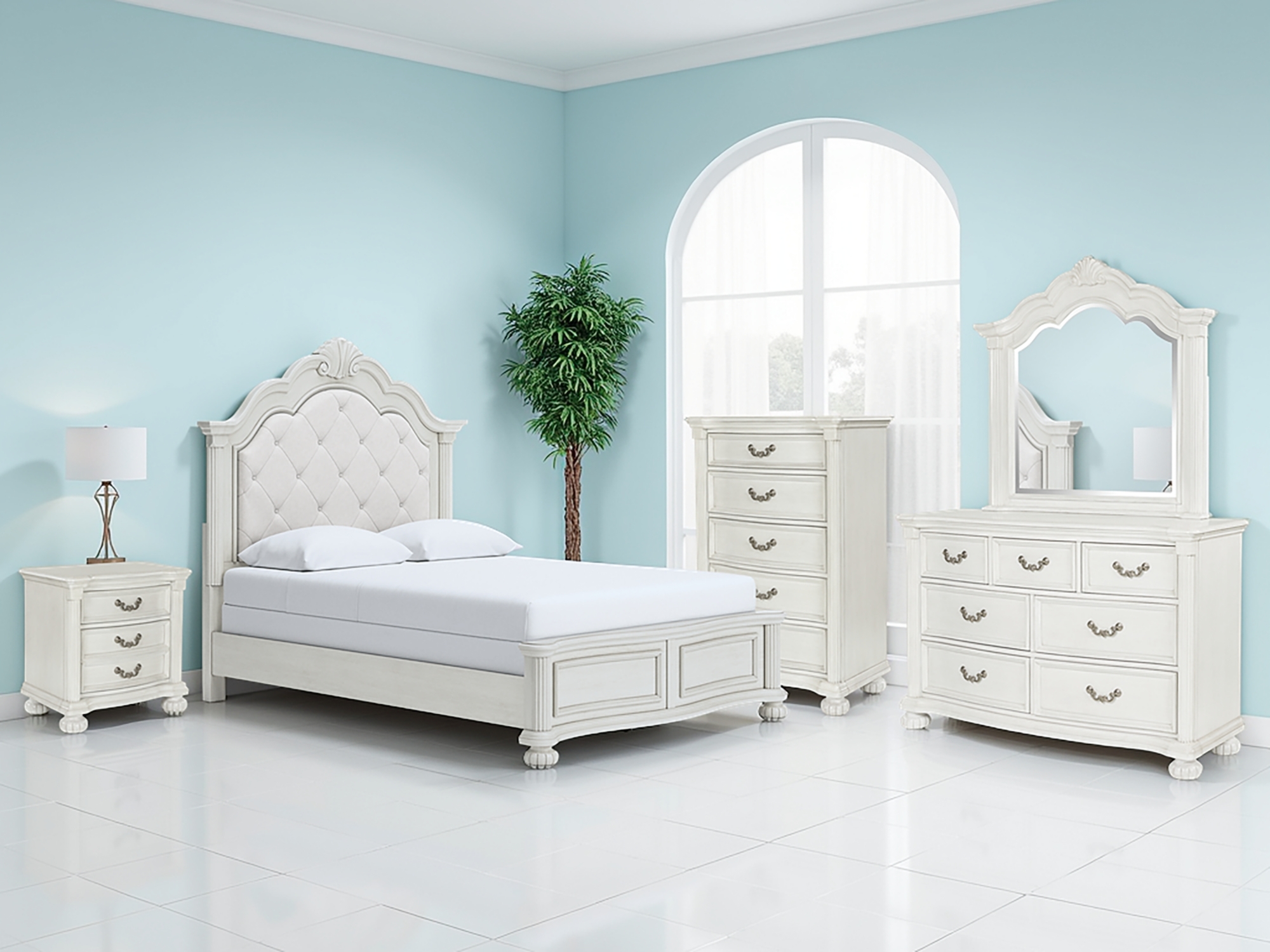 Queen Upholstered Panel Bed