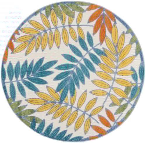 5'3"  Ivory/Multi Round Rug