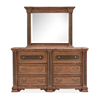 Transitional Double 6-Drawer Dresser with Felt-Lined Top Drawers