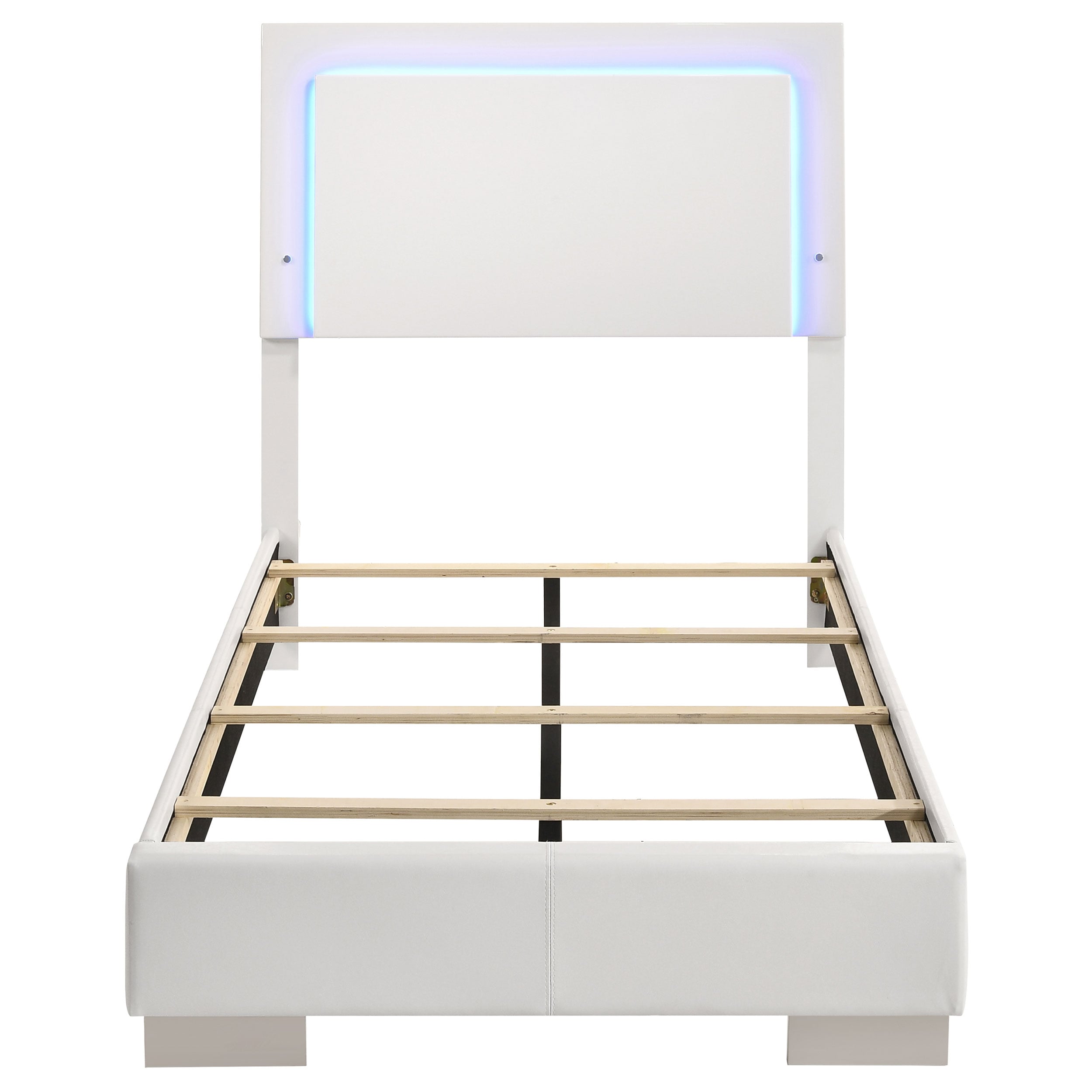 Wood Twin LED Panel Bed