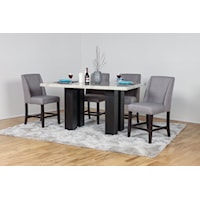 Transitional Dining Set with Counter Chairs and Marble Faux Table-Top