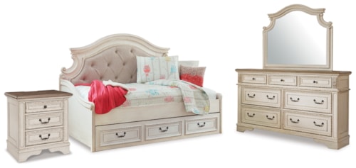 Twin Day Bed With Storage, Dresser, Mirror And Nightstand