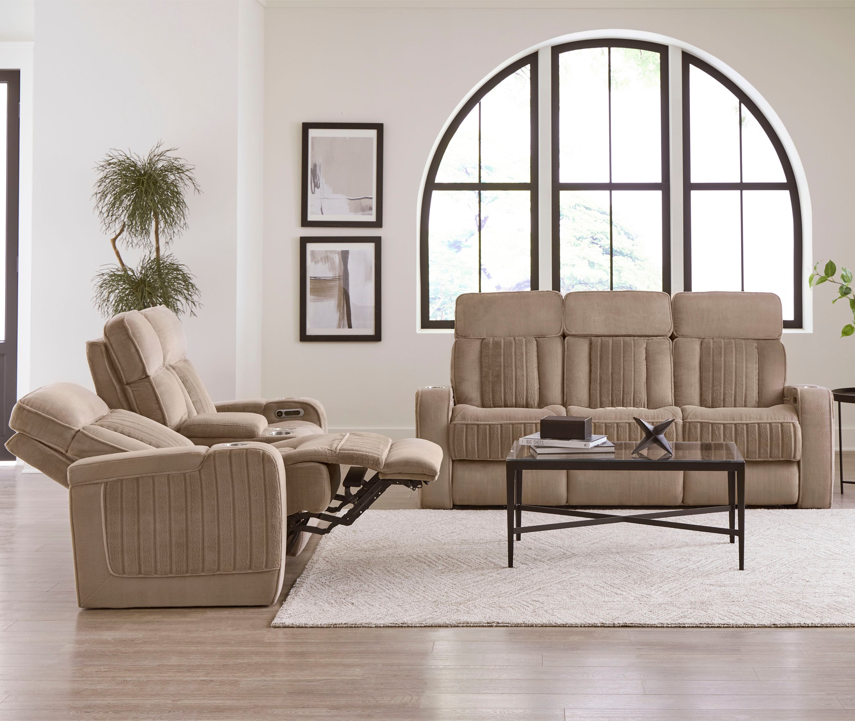 Power Reclining Sofa and Loveseat Set