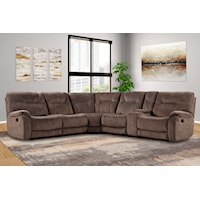 Cooper - Shadow Brown 6 Piece Modular Manual Reclining Sectional with Entertainment Console