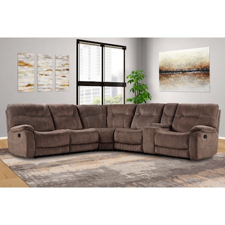 Cooper - Shadow Brown 6 Piece Modular Manual Reclining Sectional with Entertainment Console