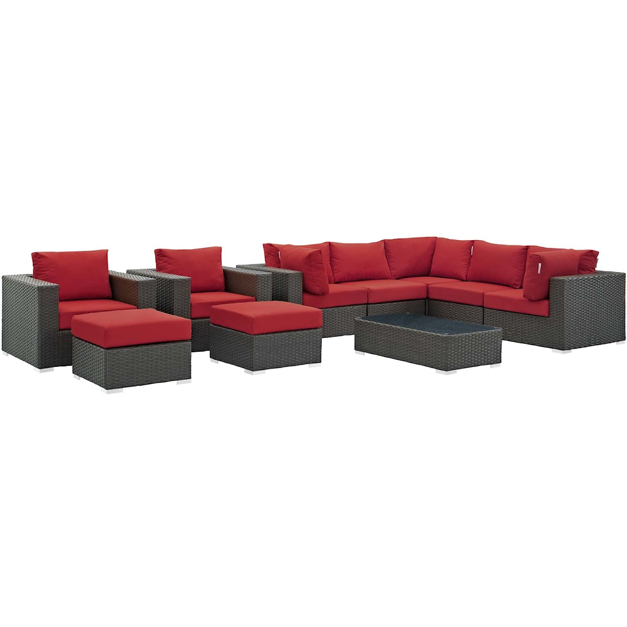 Modway Sojourn Outdoor 10 Piece Sectional Set