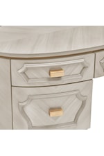 Michael Amini St. Charles Transitional 5-Drawer Vanity Desk with Velvet Lined Drawers