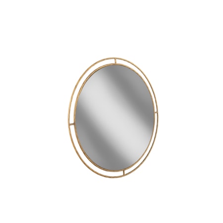 Round Mirror with Gold Ringed Frame