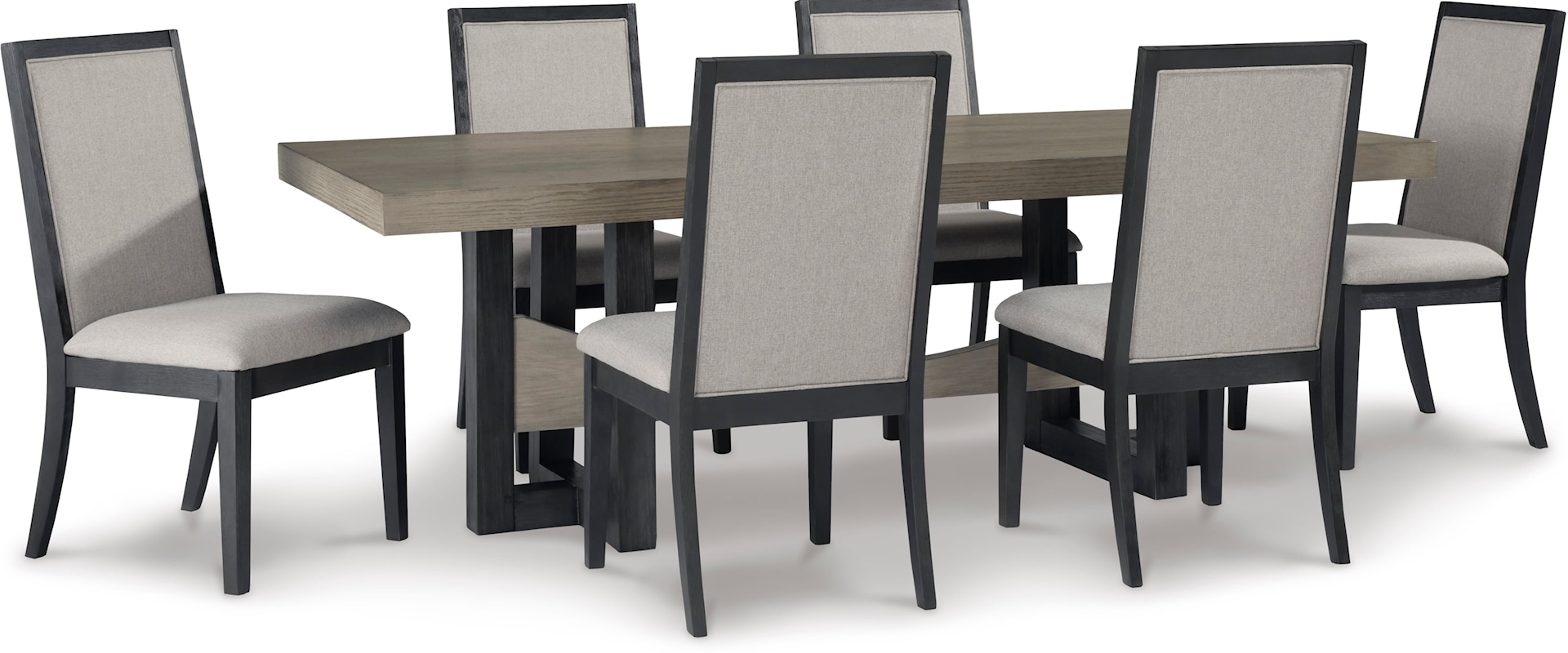 Contemporary 7-Piece Trestle Table and Chairs Dining Set