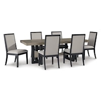 Contemporary 7-Piece Trestle Table and Chairs Dining Set