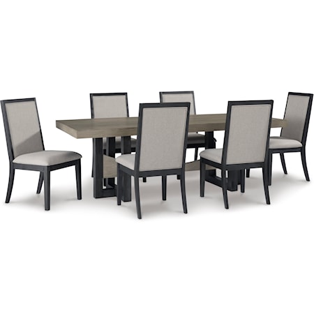 Contemporary 7-Piece Trestle Table and Chairs Dining Set