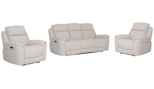 Casual Power Reclining Sofa and Dual Recliners Set with Power Headrests and Lumbar Support