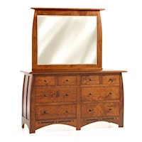 Transitional 8-Drawer High Dresser in with Beveled Mirror