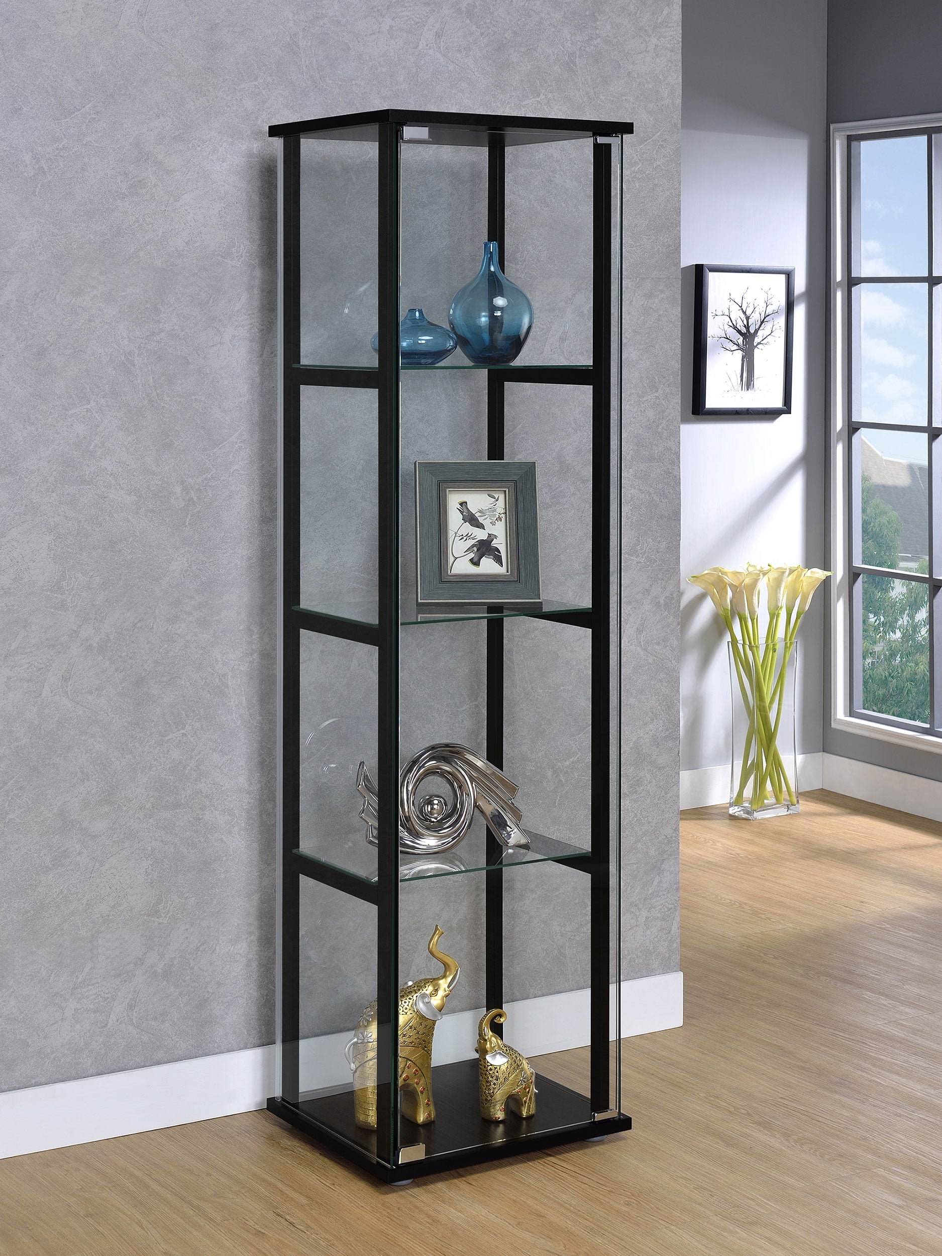 Cyclamen 4-shelf Glass Curio Display Cabinet