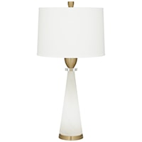Table Lamp-Faux Alabaster Glass with Warm Brass