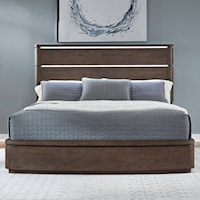 Contemporary King California Panel Bed with LED Headboard
