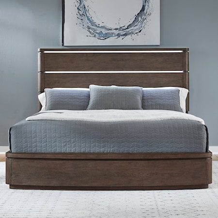 Contemporary 3-Piece Queen Panel Bedroom Set with LED Headboard