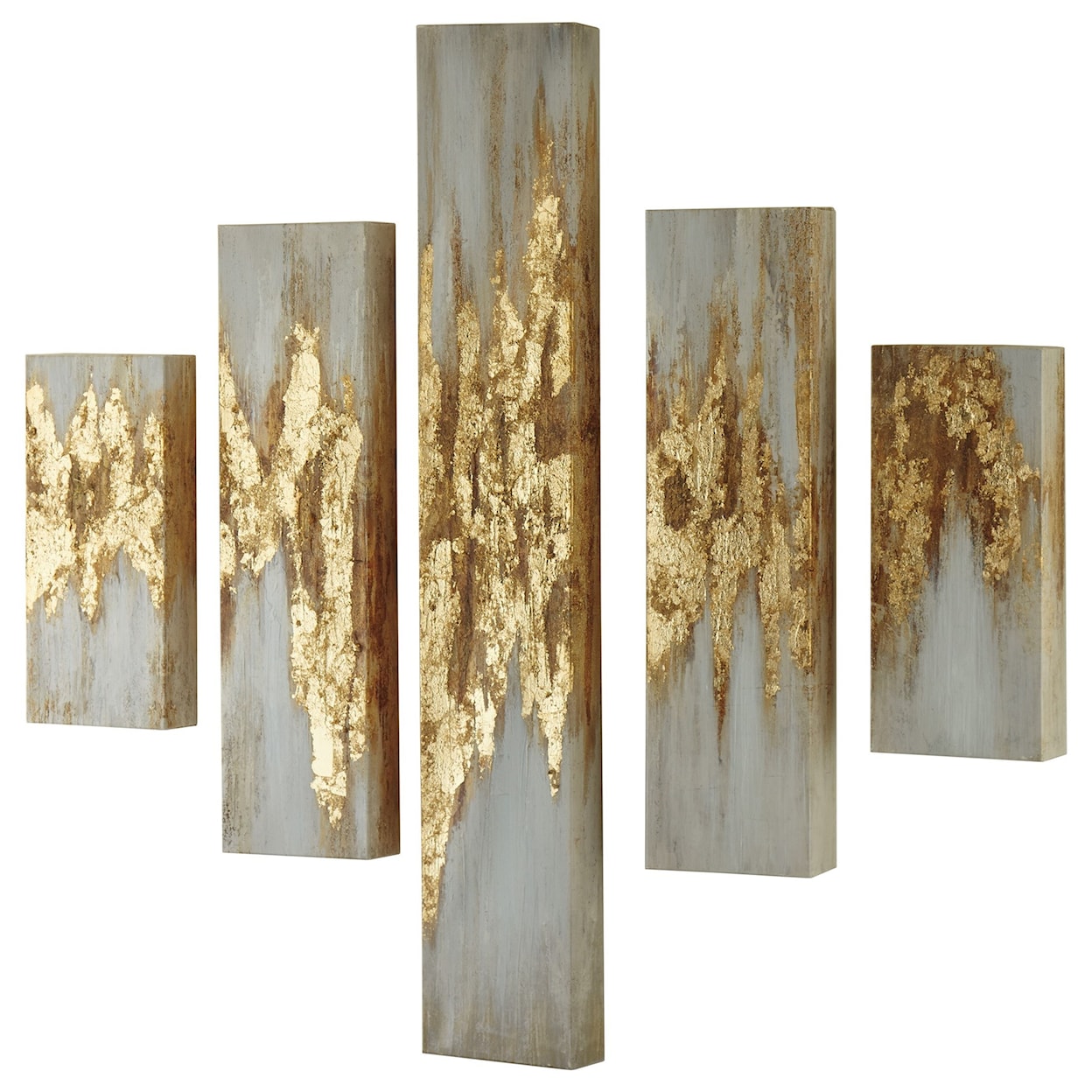 Ashley Furniture Signature Design Wall Art Devlan Gold Finish/White Wall Art Set