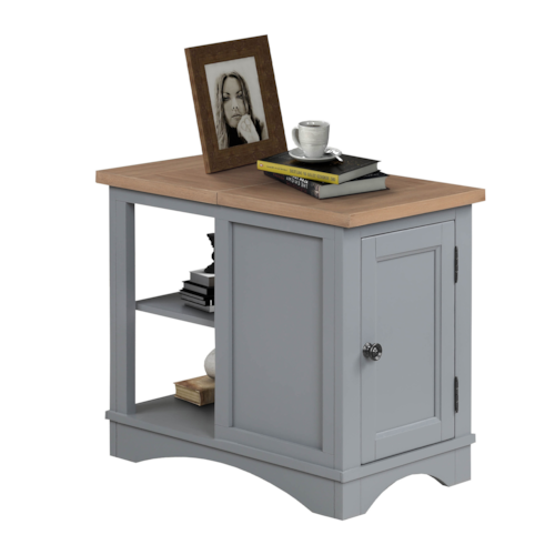 Farmhouse Chairside Table with Dual AC Power Center