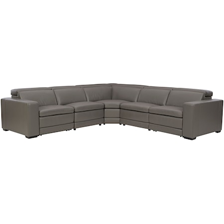 Contemporary Leather Match Power Reclining Sectional