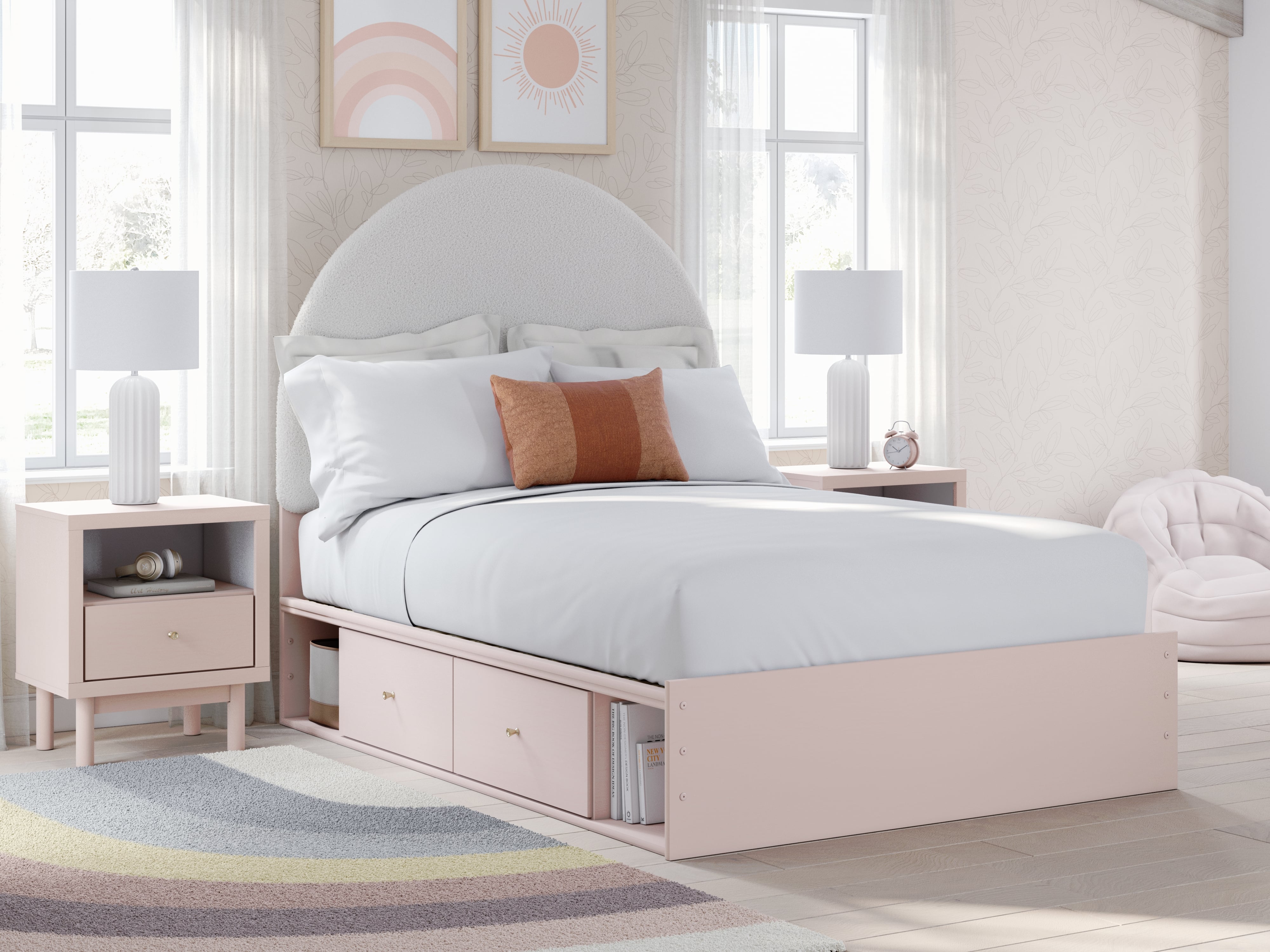 Full Upholstered Panel Bed With Storage