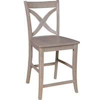 Salerno Farmhouse Dining Stool with X-Back - Taupe Gray