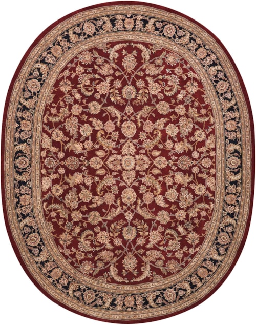 7'6" x 9'6" Oval Burgundy Oval Rug