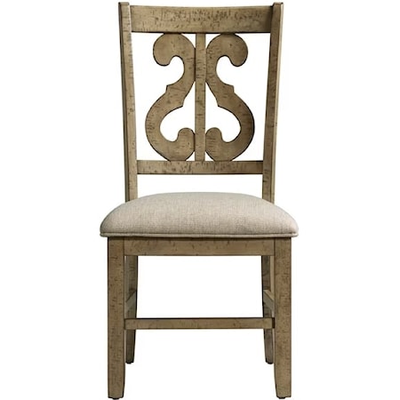 Wooden Swirl Back Side Chair