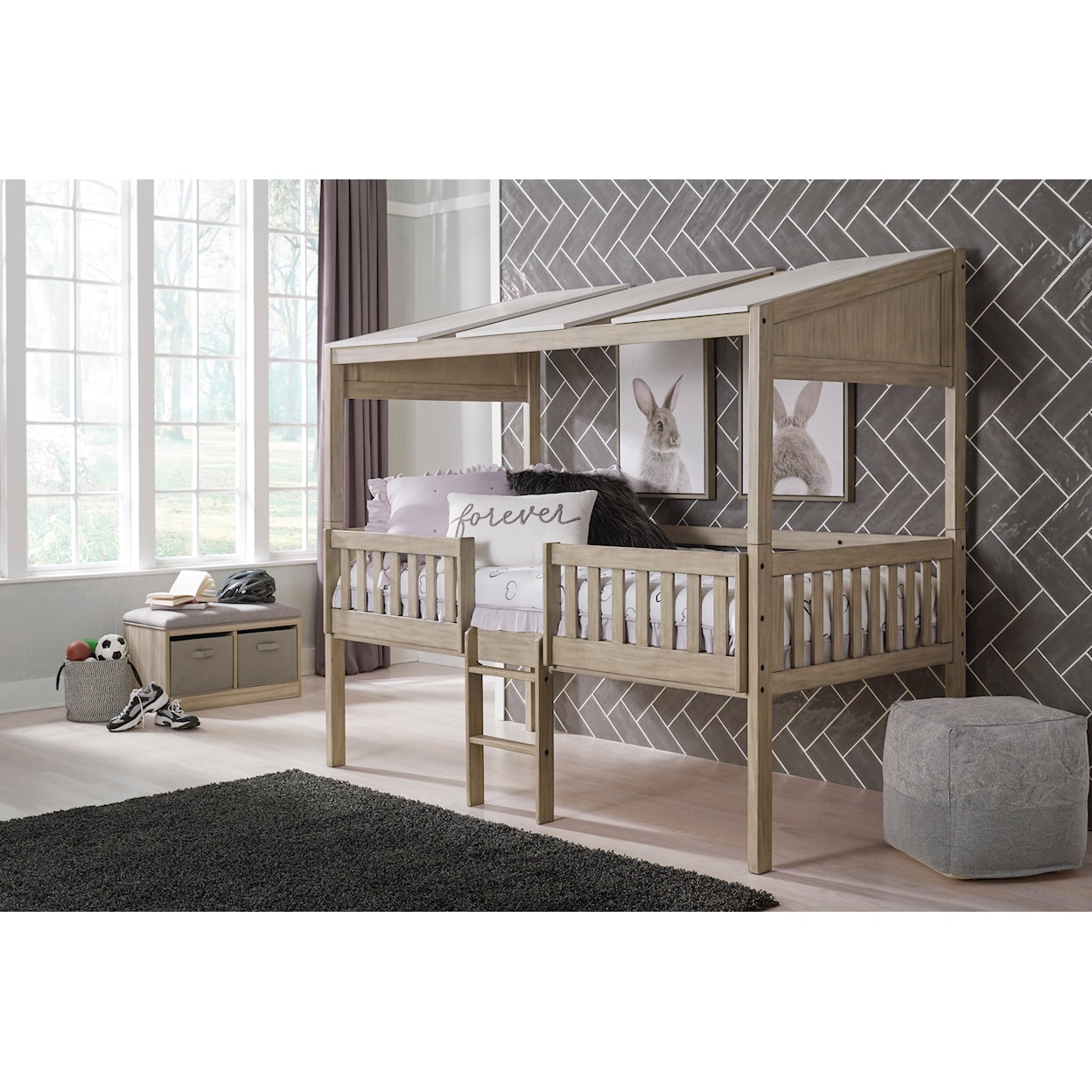 Signature Design Wrenalyn Twin Loft Bed with Roof