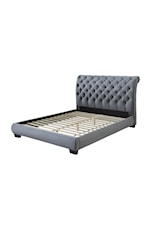 Crown Mark Carly Contemporary Upholstered King Sleigh Bed with Platform Footboard