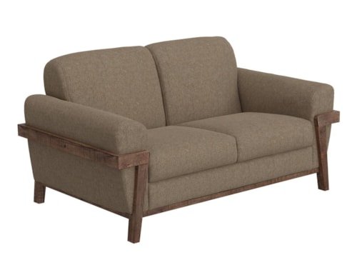 Rustic Loveseat with Retro Rolled Arms