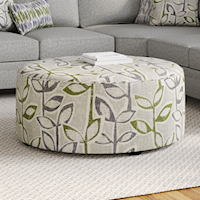 Round Cocktail Ottoman in Plant Fabric