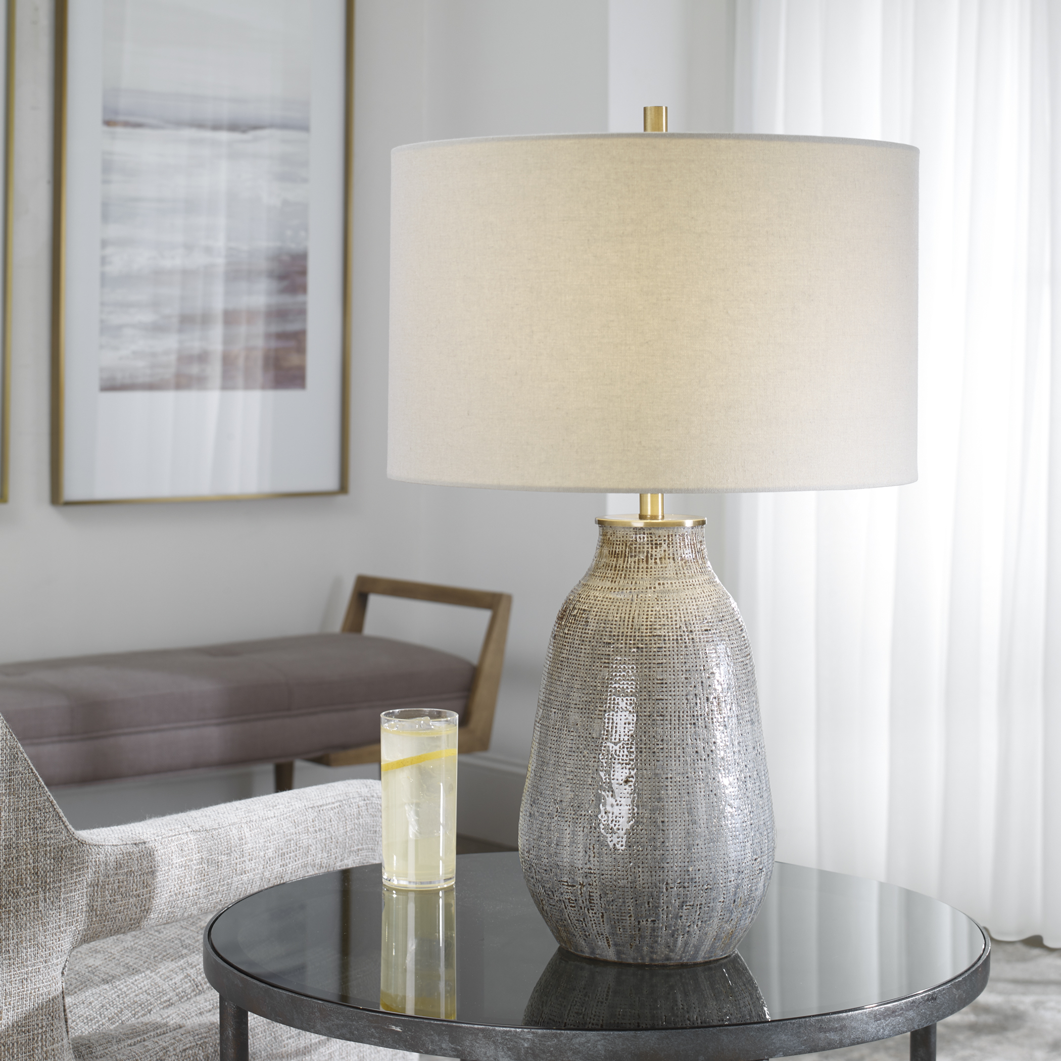 Monacan Gray Textured Table Lamp